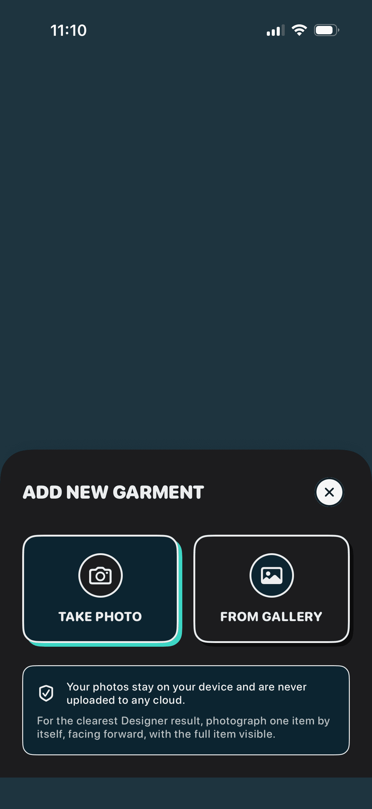 Closetcore Add Garment capture flow.